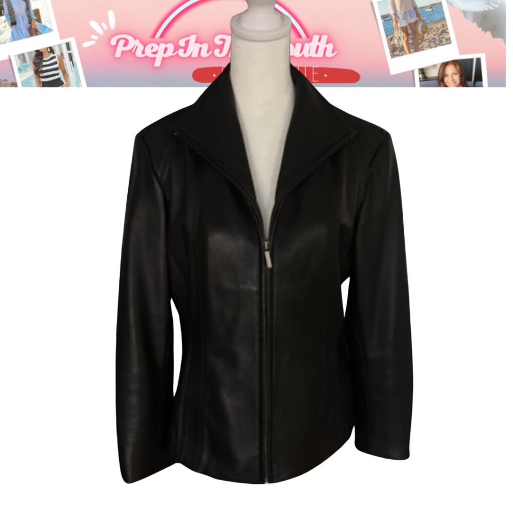 Vtg 80s Siena G-III Supple Black Leather Scuba Jacket 00SM1336 - Small